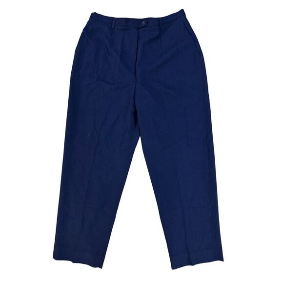 Pendleton Women’s 16 Petite Navy Pant Wool Blend High Rise 32”x27” Trouser - Picture 1 of 12